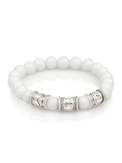 Браслет из белой ювелирной керамики с рунами Кеназ, Гебо, Лагуз - Женская привлекательность, вид спереди