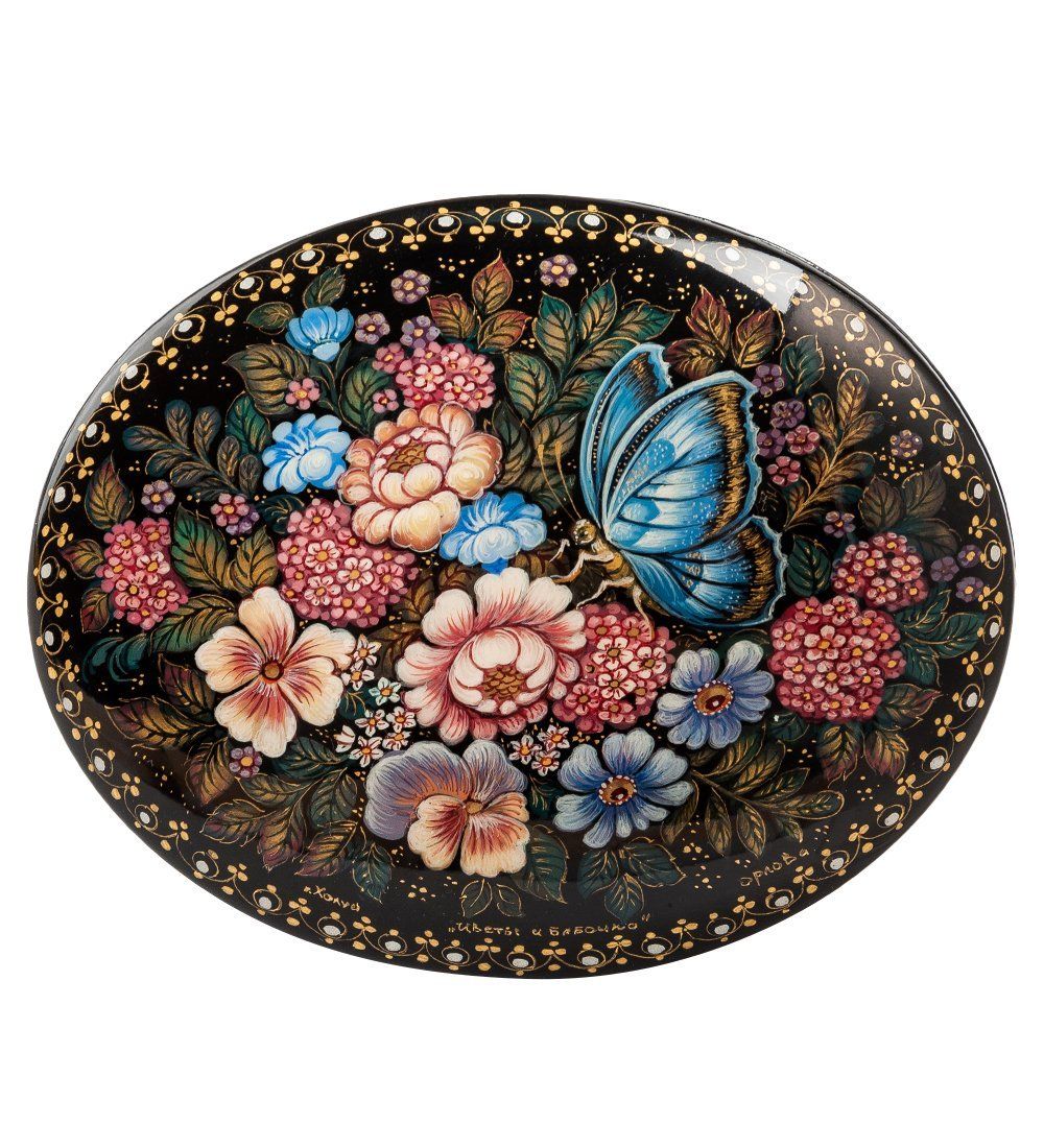 Народные промыслы ШК-45/20 Шкатулка «Цветы и бабочка» Орлова