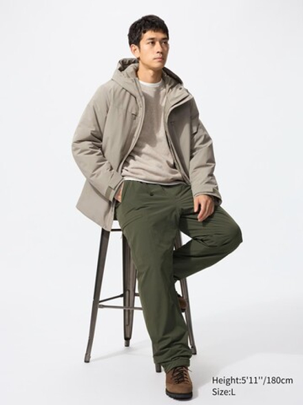UNIQLO ТЕПЛЫЕ БРЮКИ НА ПОДКЛАДКЕ, ОЛИВКОВО-ЗЕЛЕНЫЙ