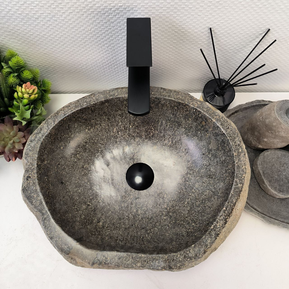 Раковина из речного камня RS-64120 (48*38*15) 0122