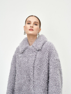 Шуба женская чебурашка тедди эко, серая, SilverFox