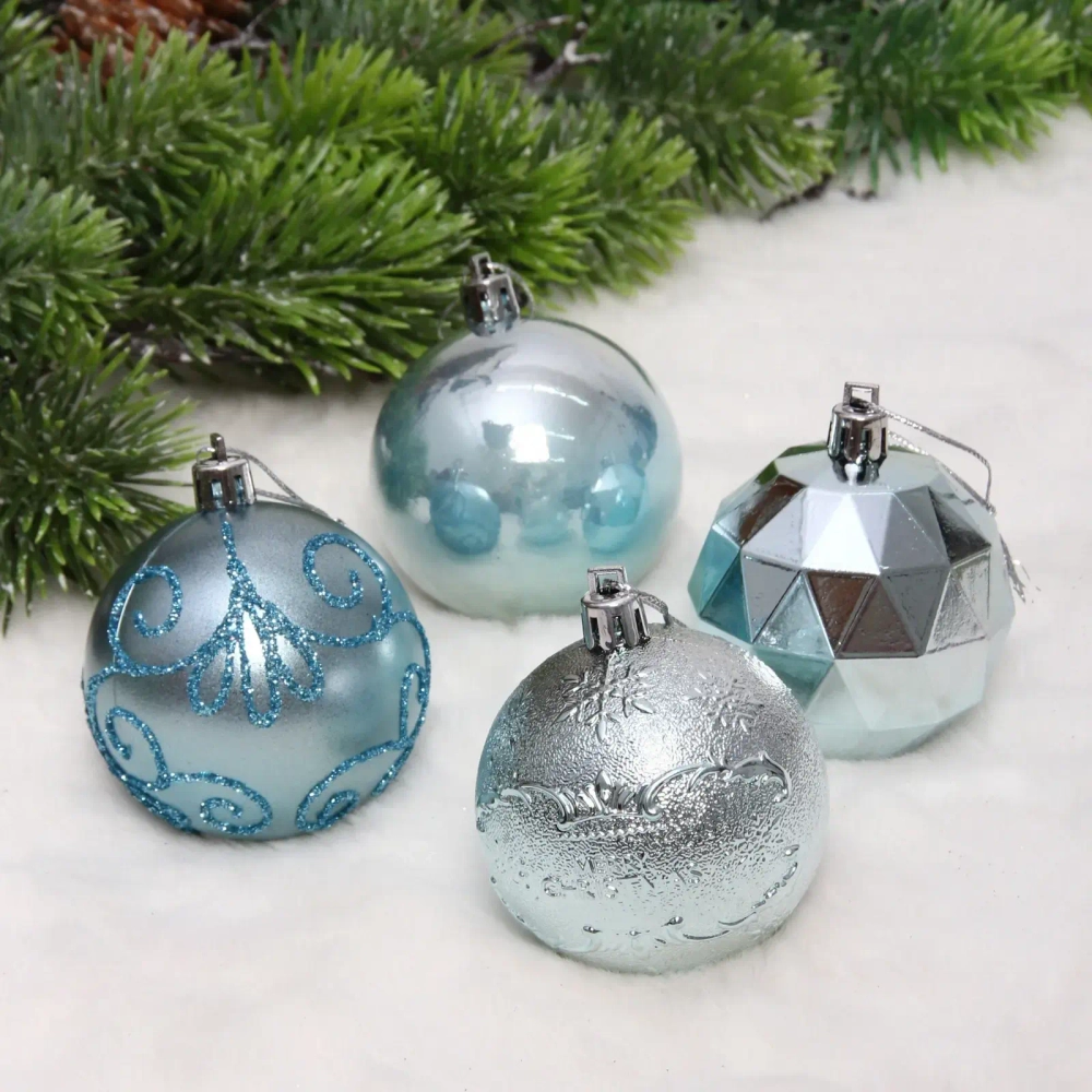 Новогодние шары «Зимняя вечеринка» 6 см (набор 16 шт), Голубой