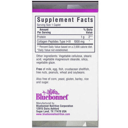 Bluebonnet Nutrition, Beautiful Ally, коллаген типа I и III, 1000 мг, 90 капсул