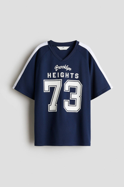 H&M Хоккейная футболка свободного кроя, темно-синий