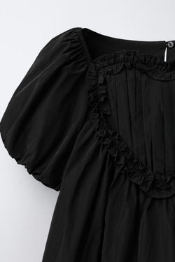 ZARA ПЛАТЬЕ ИЗ ТАФТЫ «СЕРДЦЕ», ЧЕРНЫЙ