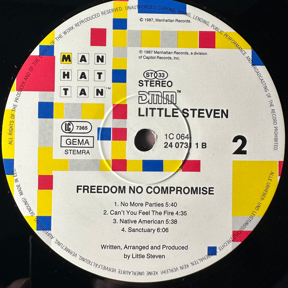 Little Steven ‎– Freedom No Compromise (Европа 1987г.)