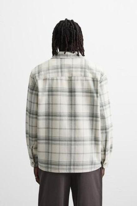 ZARA РУБАШКА ИЗ ФЛАНЕЛИ В КЛЕТКУ, ЖЕМЧУЖНО-СЕРЫЙ