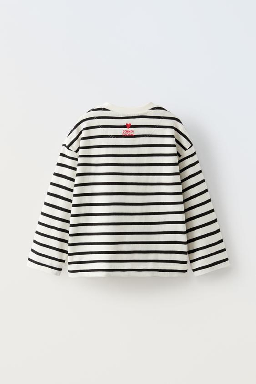 ZARA ФУТБОЛКА В ПОЛОСКУ С ВЫШИВКОЙ, ЧЕРНЫЙ