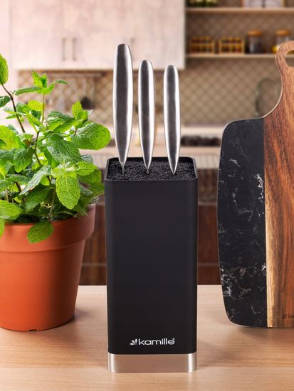 Подставка для ножей 22 см. квадратная Kamille KM 7623 Металл