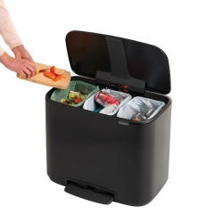 Brabantia Контейнер для мусора Bo 3х11л с сортировкой, черный