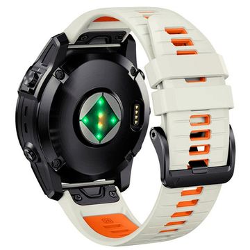 Ремешок двухцветный QuickFit 26 мм для Garmin Fenix 7x/6x/5x/5x plus/3, Descent, Tactix, Enduro, D2, Instinct 2X силиконовый(Светло-бежевый/оранжевый)
