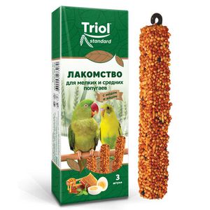 Лакомство для мелких и средних попугаев с мёдом и яйцом (уп. 3 шт), 80г, Triol Standard