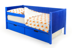 Детская кровать-тахта мягкая с бортиком и ящиками Бельмарко Svogen синий