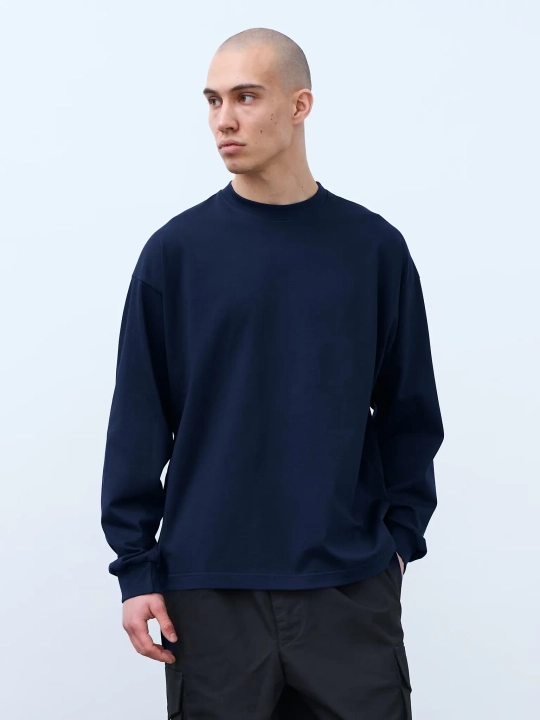 Лонгслив оверсайз (темно-синий) 230 г