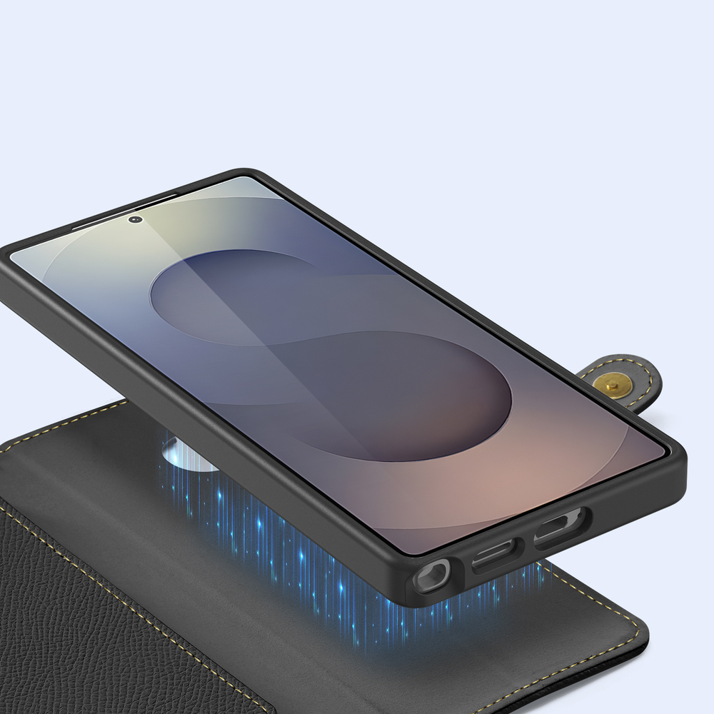 Чехол кошелек с MagSafe из TPU кожи от Dux Ducis для смартфона Samsung Galaxy S25 Ultra, серия Lawa Series Case