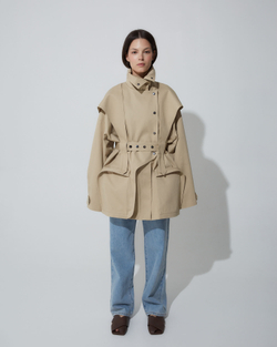 Тренч на молнии из хлопка Берберри бежевый