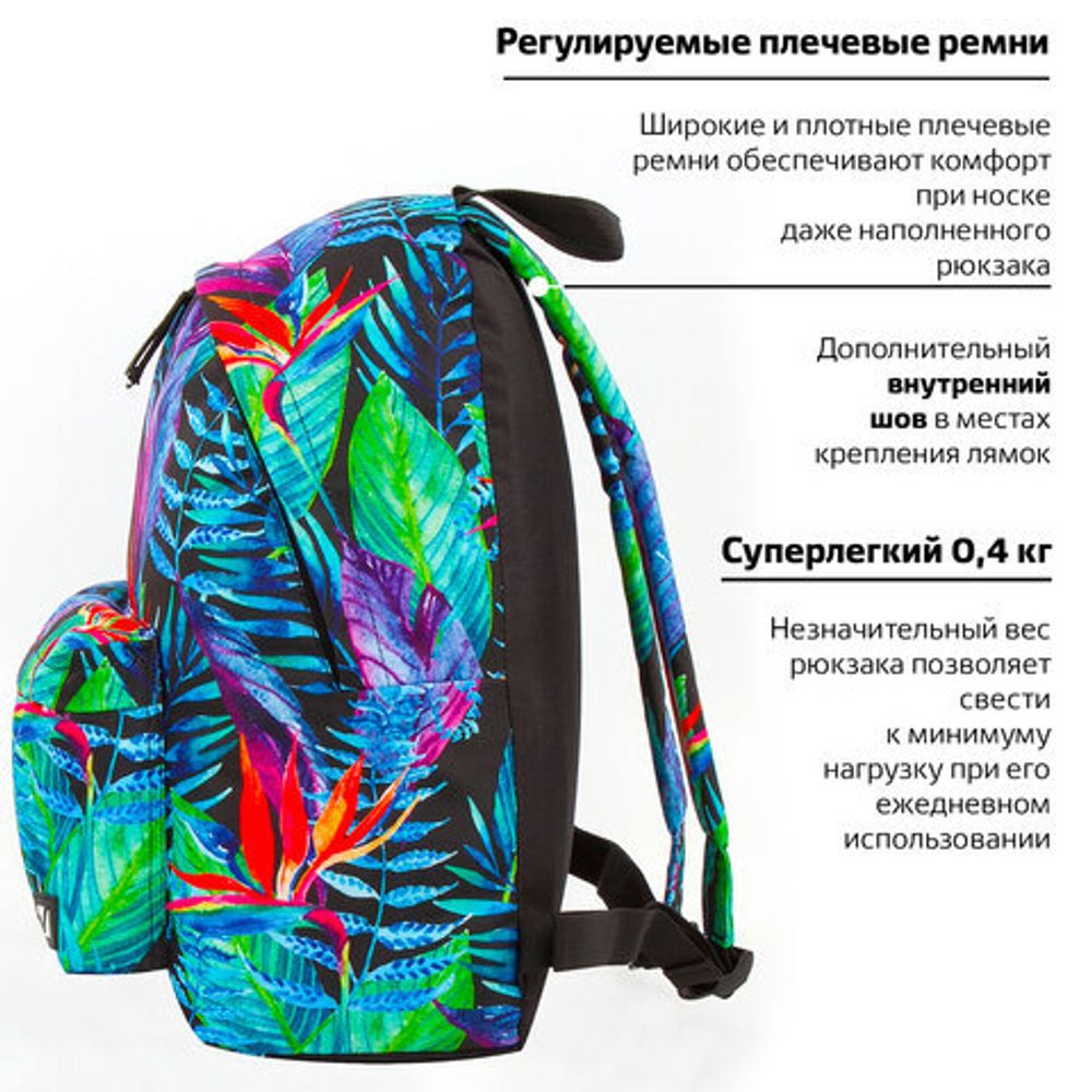 Рюкзак BRAUBERG, универсальный, сити-формат, Экзотика, 20 литров, 41х32х14 см, 228855
