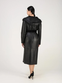 Дубленка зимняя шуба натуральная с капюшоном двухсторонняя