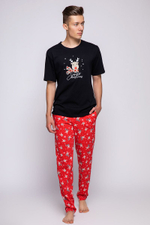 Пижама Rudolfo с рождественским принтом (Размер: M) (Цвет: черный с красным)