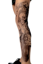 Чулки с имитацией татуировки на левой ножке (Размер: S-M-L) (Цвет: бежевый)