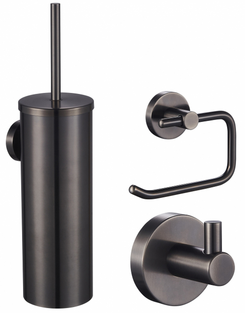 Набор аксессуаров из 3 предметов (крючок, держатель для бумаги, ершик) WONZON & WOGHAND, Темный графит (WW-8100-GM)