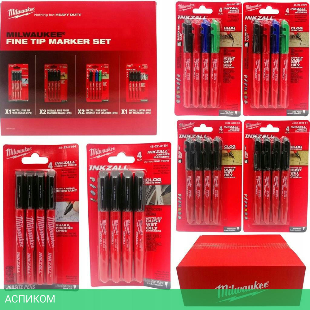 Текстовыделитель строительный Milwaukee Inkzall 24шт черный (4932492096)