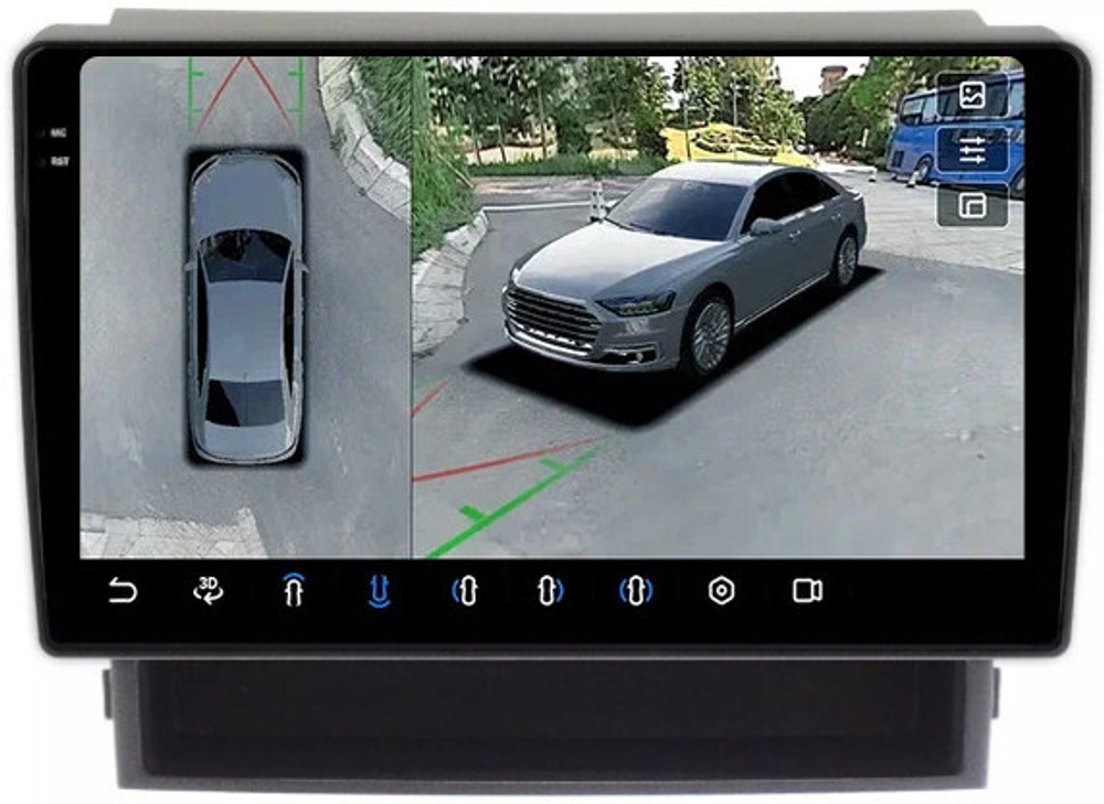 Магнитола для Toyota Alphard 2 H20, Vellfire 1 H20 2008-2015 (полочка под экраном, рамка-накладка) - FarCar BX10-360-9536-10F2 монитор 10.36" 2K QLED на Android 13, 6Гб+128Гб, CarPlay, 4G SIM-слот, 4 камеры в комплекте