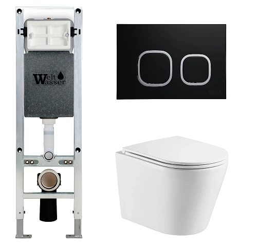 Унитаз с инсталляцией WeltWasser AMBERG 350 ST + SALZBACH 043 GL-WT + AMBERG RD-BL