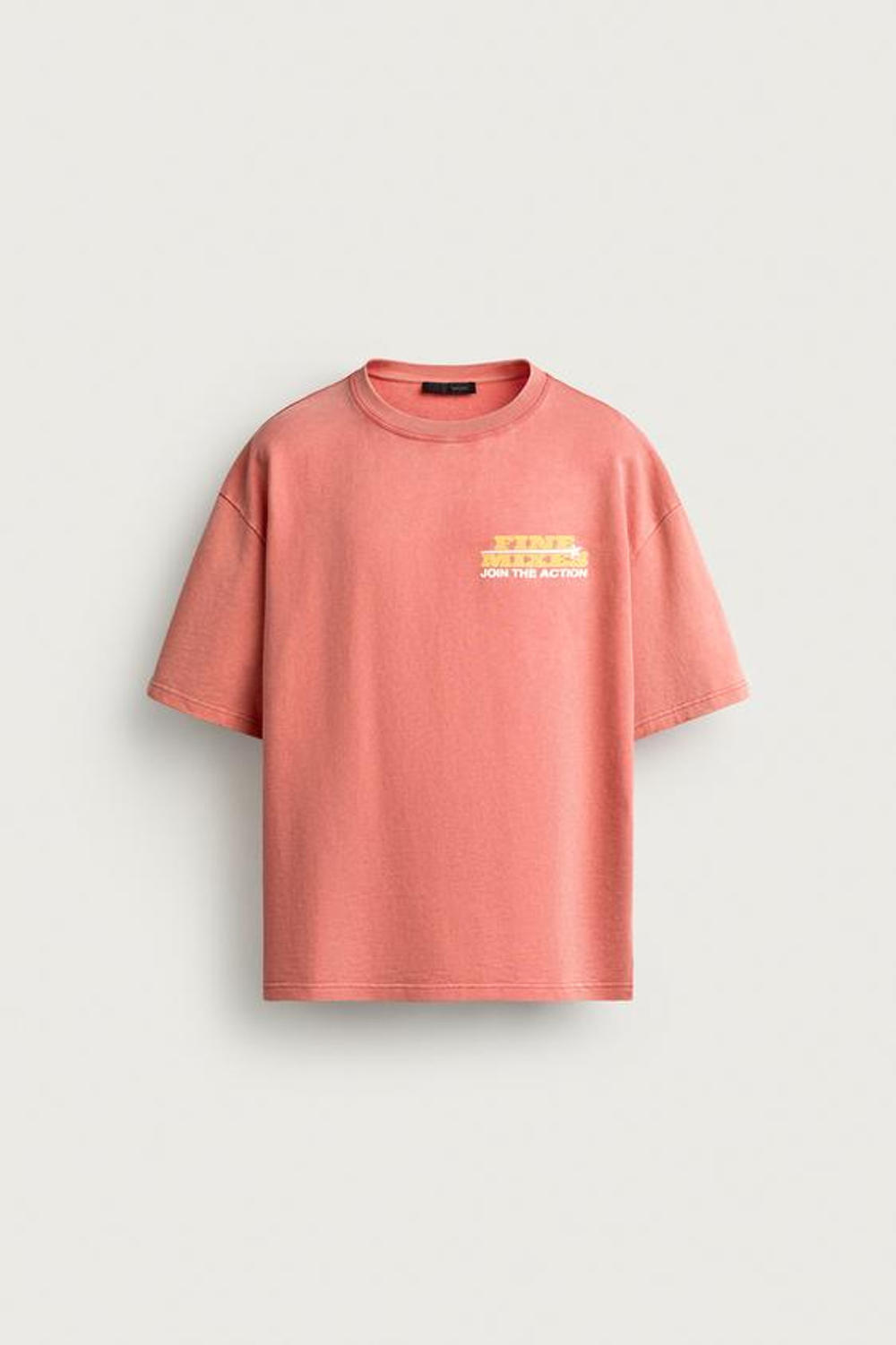 ZARA ТОЛСТОВКА С ЭФФЕКТОМ ПОТЕРТОСТИ И ПРИНТОМ, ЛИНЯЛЫЙ РОЗОВЫЙ