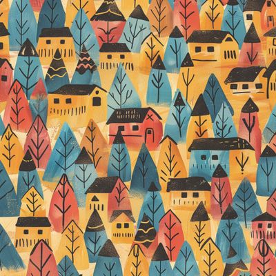 осень лес домики