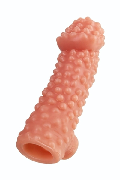 Насадка на фаллос с бугорками Cock Sleeve 004 Size M - 15,6 см. (Цвет: телесный)