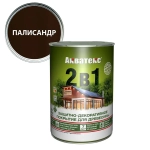 АКВАТЕКС 2 в 1 защитно-декоративное покрытие для дерева, алкидное, полуматовое, лессирующее, палисандр (0.8 л)