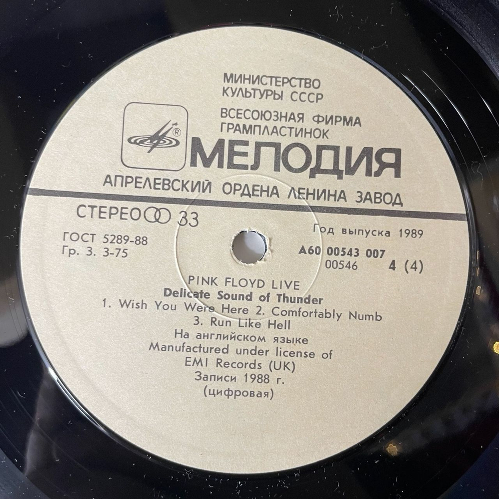 Винтажная виниловая пластинка LP Pink Floyd Delicate Sound Of Thunder (СССР 1989)