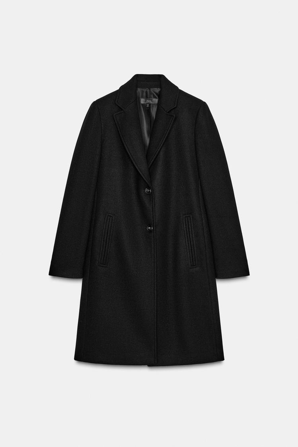 ZARA ПАЛЬТО С ПОДПЛЕЧНИКАМИ ИЗ МЯГКОЙ ТКАНИ, ЧЕРНЫЙ