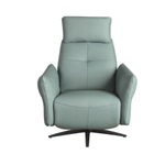 Вращающееся кресло-реклайнер 5174 из бирюзово-зелёной кожи