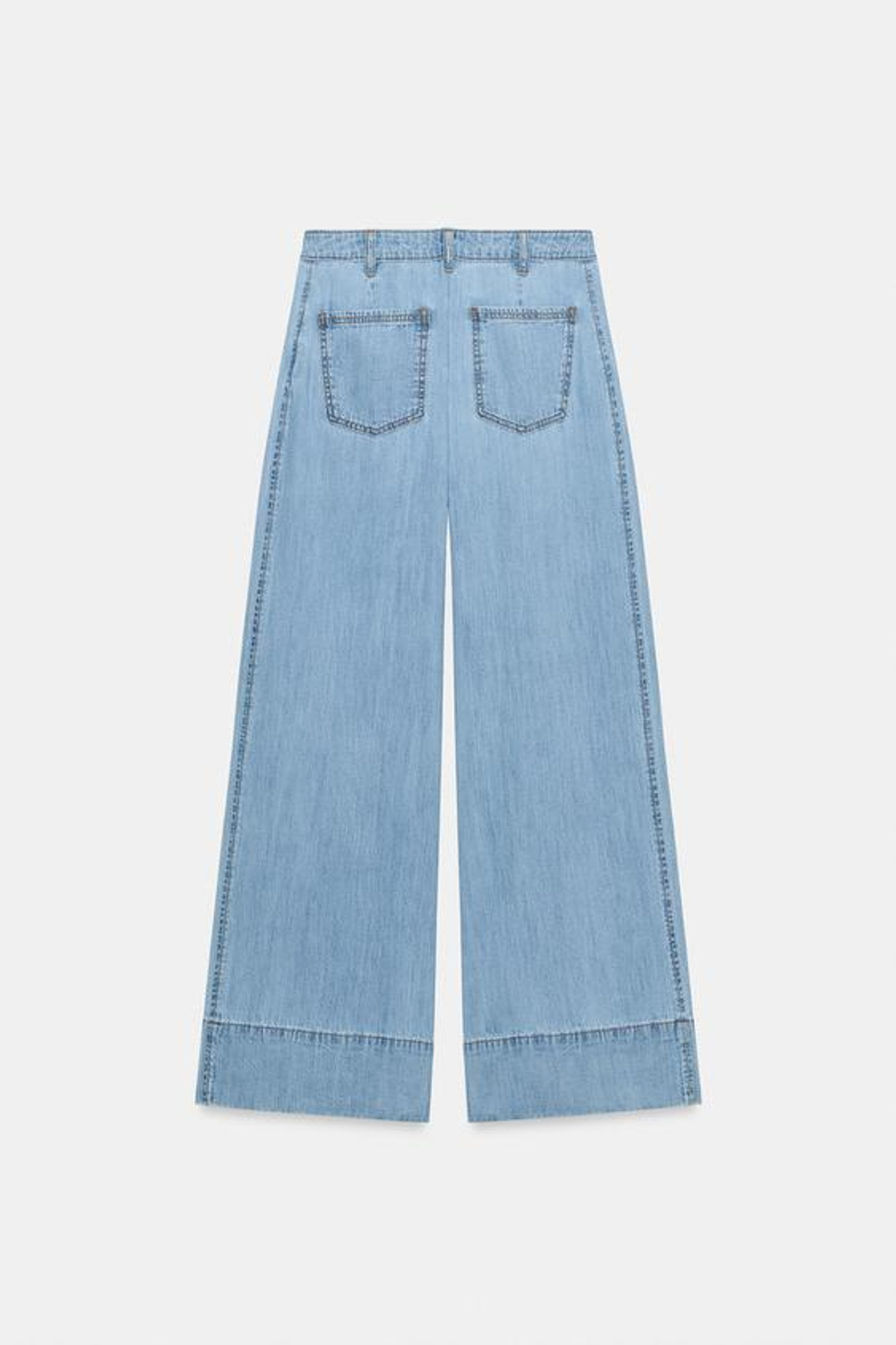 ZARA ДЖИНСЫ Z1975 WIDE LEG С ВЫСОКОЙ ПОСАДКОЙ И ЗАЩИПАМИ, ВЫЦВЕТШИЙ СИНИЙ
