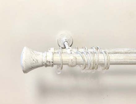 Карниз кованый рифленый для штор Луксор d 25/16 двухрядный, цвет белое золото