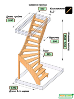 Лестница на второй этаж ЛС-92м/3 Правая