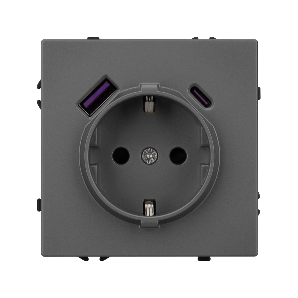 Механизм розетки с USB зарядкой SCT-NOBE-MUAC-SFPL-GR (230V, 16A) (Arlight, -) 054287