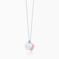 Подвеска из серебра 925 , 2 сердца, Tiffany, розовое. 💖Эксклюзив.