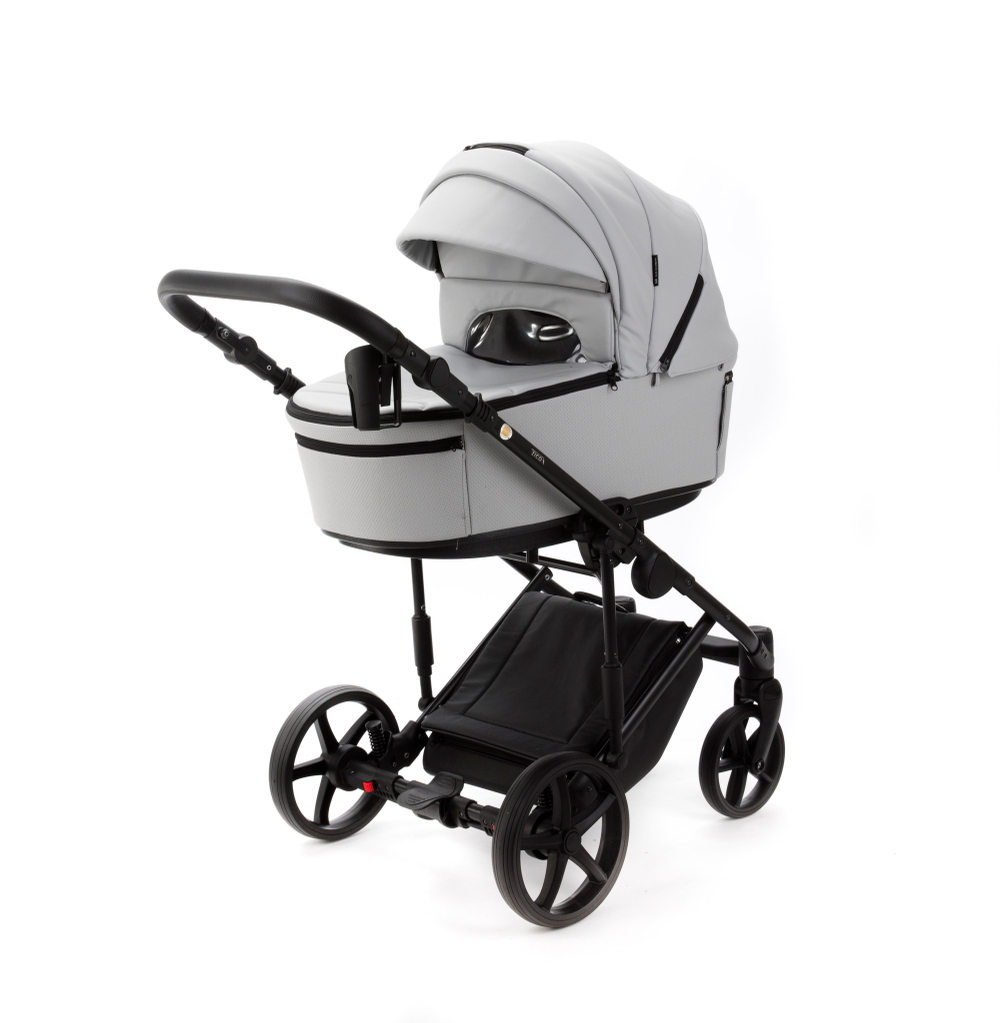 Детская универсальная коляска Adamex ZICO NEW Deluxe ZN-SA3 2в1 (Светло-серая экокожа)
