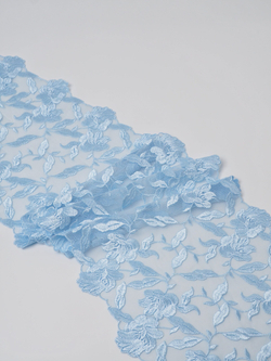 Вышивка на сетке голубая неэластичная ширина 20 см