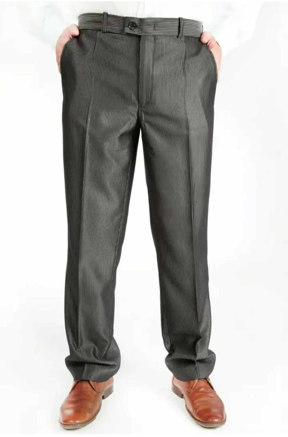 Брюки мужские классические со стрелками чёрные костюмные в рубчик 64