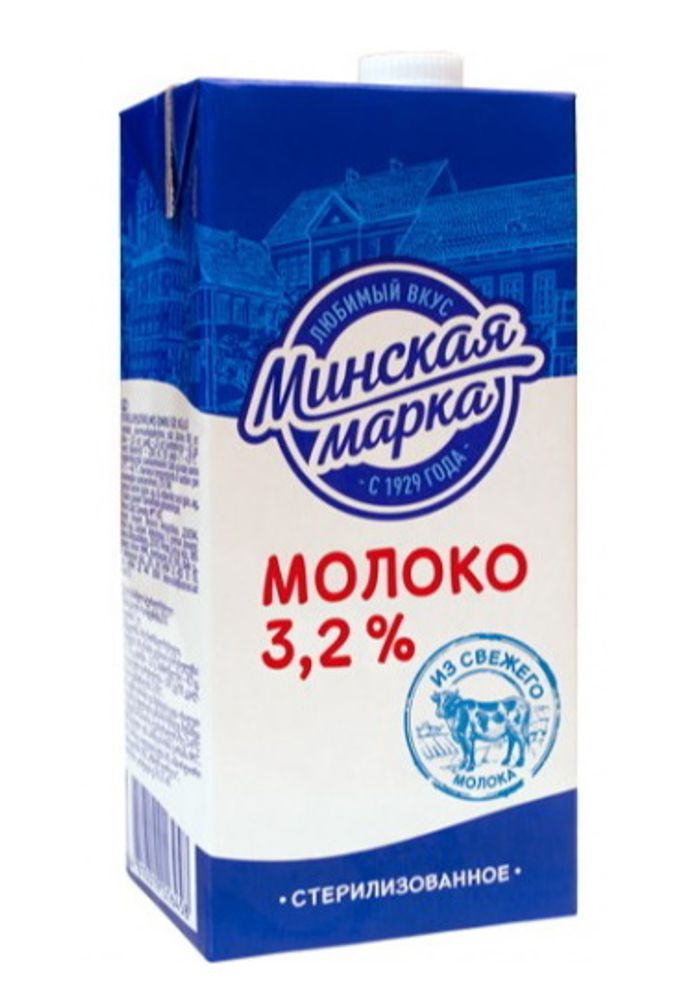Белорусское молоко &quot;Минская марка&quot; 3,2% 1л. Тетра-пак - купить с доставкой по Москве и области