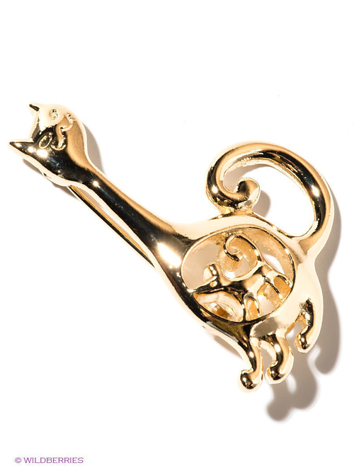"Жмурка" брошь в золотом покрытии из коллекции "Кошки-Мышки" от Jenavi с замком булавка