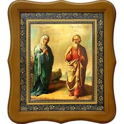 Иоаким и Анна Святые родители Богородицы. Икона на холсте.