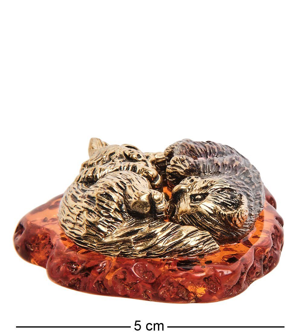 Народные промыслы AM-3065 Фигурка «Коты Инь-Янь» (латунь, янтарь)