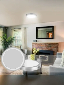 Настенно-потолочный светильник с серебряной рамкой, 18 Вт, 5000 К, для ванных комнат и кухонь площадью 10 м2