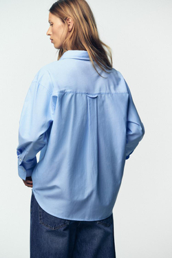 ZARA БАЗОВАЯ РУБАШКА, НЕБЕСНО-ГОЛУБОЙ