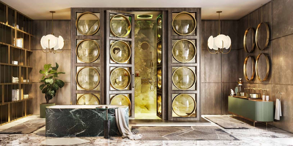 Излив Gessi Venti20 Ø207 мм, настенный, каскадный, цвет Brass PVD